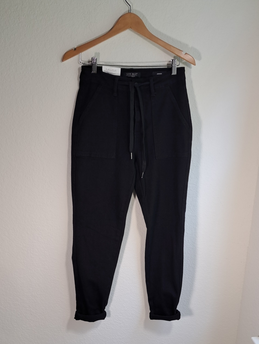 Judy Blue Women’s NWT Black Jogger Cotton Patch Pockets Utility High Rise Size 5